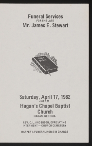 Funeral program for Mr. James E. Stewart