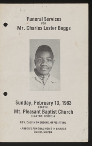 Funeral program for Mr. Charles Lester Boggs