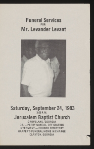 Funeral program for Mr. Levander Levant