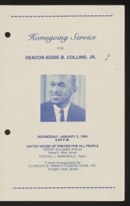 Funeral program for Deacon Eddie B. Collins, Jr.