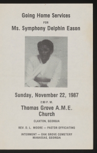 Funeral program for Ms. Symphony Delphin Eason