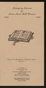 Funeral program for Sister Annie Bell Brewton