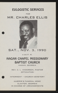 Funeral program for Mr. Charles Ellis