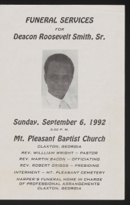 Funeral program for Deacon Roosevelt Smith, Sr.