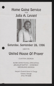 Funeral program for Julia A. Levant
