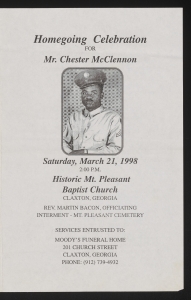 Funeral program for Mr. Chester McClendon