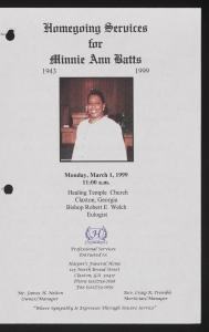Funeral program for Minnie Ann Batts