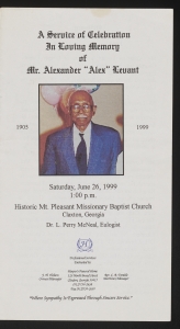 Funeral program for Mr. Alexander "Alex" Lavert