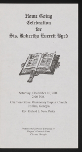 Funeral program for Mrs. Robertha Everett Byrd