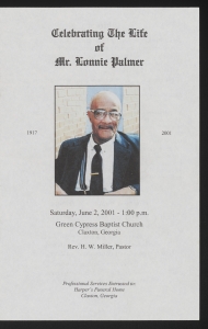 Funeral program for Mr. Lonnie Palmer