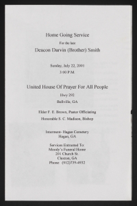 Funeral program for Deacon Darvin B. Smith