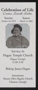 Funeral program for Contina Latrell Littles