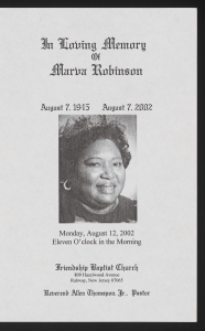 Funeral program for Marva Robinson