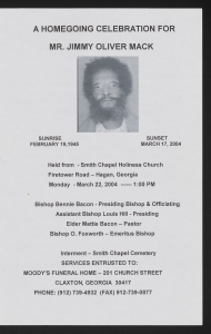 Funeral program for Mr. Jimmy Oliver Mack