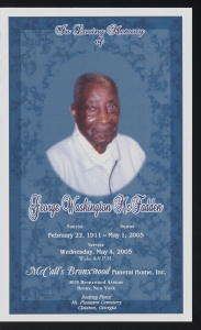 Funeral program for George Washington McFadden