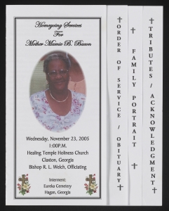 Funeral program for Mother Mamie B. Bacon