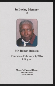 Funeral program for Mr. Robert Brinson