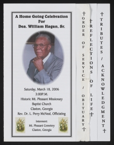Funeral program for Dea. William Hagan, Sr.