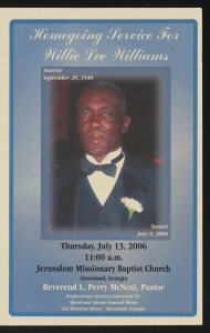 Funeral program for Willie Lee Williams