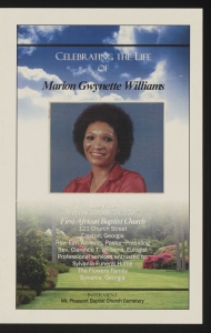 Funeral program for Marion Gwynette Williams