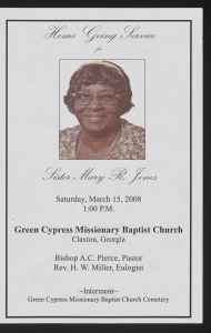 Funeral program for Sister Mary R. Jones