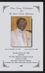 Funeral program for Mr. James Lester Youmans