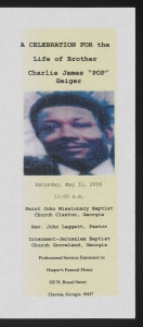 Funeral program for Charlie James "Pop" Geiger