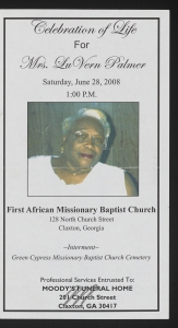 Funeral program for Mrs. LuVern Palmer