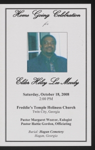 Funeral program for Elder Hiley Lee Moody