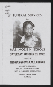 Funeral program for Mrs. Mozie H. Echols