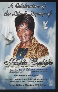 Funeral program for Nokaleta Cardriche