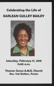 Funeral program for Earlean Gulley Bailey