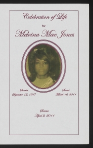Funeral program for Melvina Mae Jones