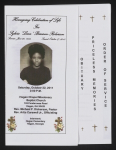 Funeral program for Sylvia Lenba Brinson Roberson