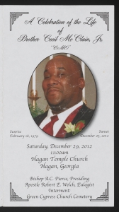 Funeral program for Brother Cecil McClain, Jr.