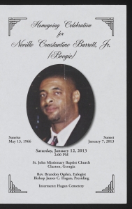 Funeral program for Neville Constantine Barrett, Jr.