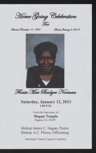 Funeral program for Flossie Mae Badger Norman