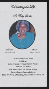 Funeral program for Sis. Ruby Smith
