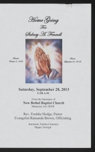Funeral program for Sidney A. Fennell