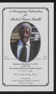Funeral program for Robert Lee Smith