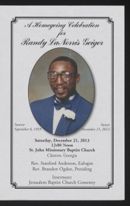 Funeral program for Randy LaNorris Geiger