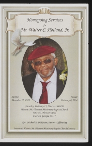Funeral program for Mr. Walter C. Holland, Jr.