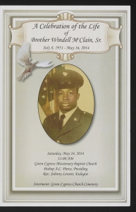 Funeral program for Brother Windell McClain, Sr.