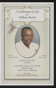 Funeral program for William Melvin