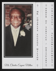 Funeral program for Mr. Charles Eugene Milton