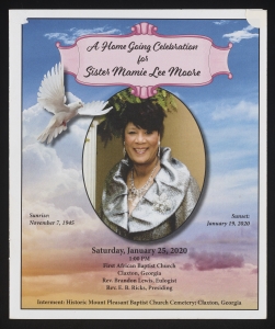 Funeral program for Sister Mamie Lee Moore