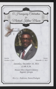 Funeral program for Michael Kevin Moore