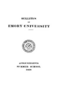 Emory Summer Session 1919