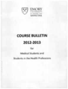 School of Medicine Course Bulletin 2012-2013