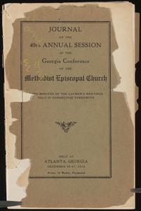 Journal of the Forty-ninth Annual Session of the Georgia Congerence of the Methodist Episcopal Church with Minutes of the Laymen's Meetings, Atlanta, Ga., Dec. 16-19, 1915